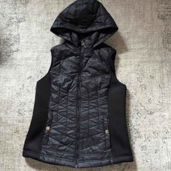 MICHAEL Michael Kors Hooded Insulated Puffer Vest Black Women's M - Picture 1 of 11